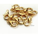 100 stuks 12mm DIY Sieraden accessoires kwalitatief hoogwaardige legering  kreeft Claw(Gold)