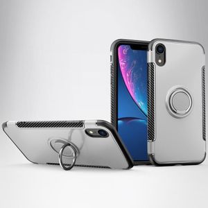 Magnetische 360 graden rotatie ring armor beschermhoes voor iPhone XR (Zilver)