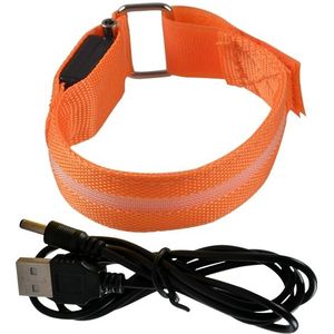 Oranje nylon nacht sport LED licht armband licht Bracelet  specificatie: USB opladen versie