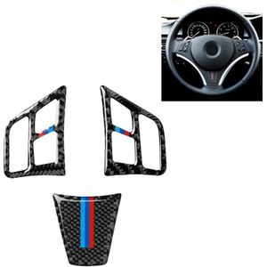 3 in 1 Auto Carbon Fiber Tricolor Color Steering Wheel Button Decoratieve Sticker voor BMW 3 Serie E90 2005-2012  Links en Rechts Drive Universal