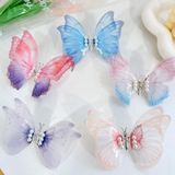 2 stuks handgemaakte vlinder kinderen haarspeld lente vlinder haaraccessoires (gradint roze blauw)