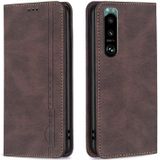 For Sony Xperia 5 III Magnetic RFID Blocking Anti-Theft Leather Phone Case(Brown)