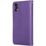 Voor iPhone XR Solid Color Horizontal Flip Protective Case met Holder & Card Slots & Wallet & Photo Frame & Lanyard(Purple)