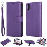 Voor iPhone XR Solid Color Horizontal Flip Protective Case met Holder & Card Slots & Wallet & Photo Frame & Lanyard(Purple)