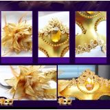 Halloween maskerade partij dans Plating kant bloem Feather Veneti prinses masker (goud)