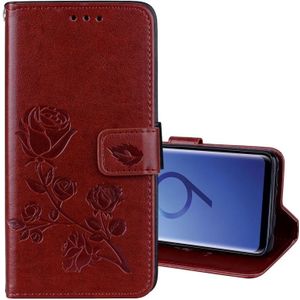 Voor Galaxy S9 Rose relif horizontale Flip milieu PU lederen draagtas met houder & kaartsleuven & portemonnee (bruin)