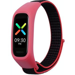 Voor Oppo Watch Nylon Vervanging Strap Horlogeband (rood zwart)