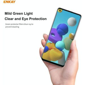 Voor Samsung Galaxy A21 / A21s ENKAY Hat-Prince 0.26mm 9H 6D Curved Full Screen Eye Protection Green Film Tempered Glass Protector