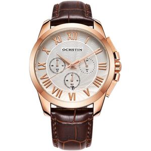 OCHSTIN 6059B Augustine Celebrity Series multifunctioneel quartz waterdicht herenhorloge (rosgoud + koffie)