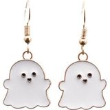 2 Sets Halloween Sieraden Legering Ghost oorbellen Ketting (witte oorbellen+ketting)