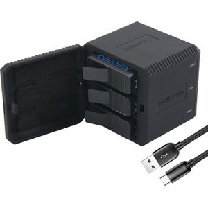 USB drievoudige batterijen lader vak behuizing met USB-kabel & LED lampje voor GoPro  HERO 6 /5(Black)