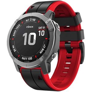 Voor Garmin Fenix 6X Pro 22mm siliconen sport tweekleurige horlogeband (zwart + rood)