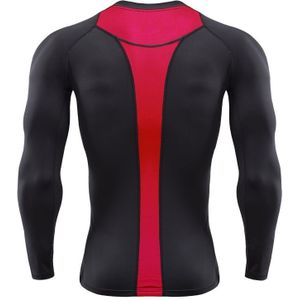 SIGETU heren fitness lange mouwen sportwear (kleur: zwart rood maat: S)