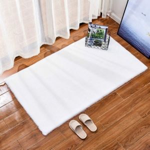 Deken kunstmatige konijn haar tapijt anti-slip vloermatten voor woonkamer slaapkamer balkon huis decoratie  grootte: 400x600mm (wit)