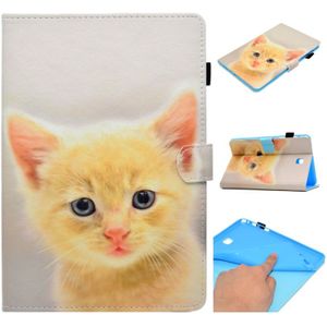 Voor Galaxy Tab A 8.0 (2015) T350 Painted Horizontal Flat Leather Case with Sleep Function & Card Slot & Buckle Anti-skid Strip & Bracket & Wallet(Cute Cat)