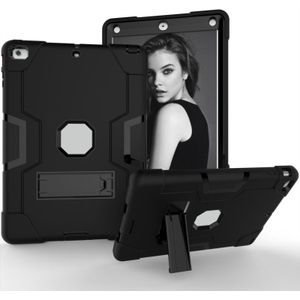 Voor iPad 4 / 3 / 2 siliconen + pc-beschermhoes met standaard (zwart + grijs)
