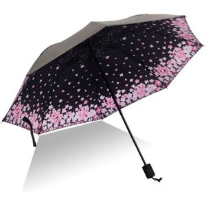 Lichtgewicht draagbare drie vouwen opvouwbare paraplu  zwarte waterdichte Anti-UV  een patroon