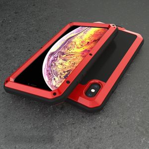 Waterdichte stofdichte schokbestendige aluminiumlegering + gehard glas + Siliconenhoesje voor iPhone XS Max (rood)