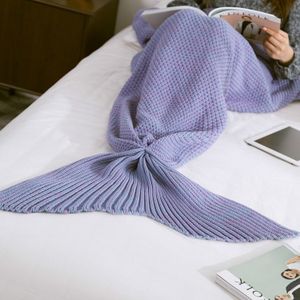 Mermaid Tail Deken voor volwassen super zachte slaap gebreide dekens  grootte: 90 X50cm (Grijs Violet)