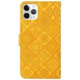 Ethnic Style Embossed Pattern Horizontal Flip Leather Case met Holder & Card Slots & Wallet & Lanyard Voor iPhone 11 Pro Max(Geel)