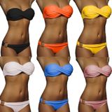 2 PCS Summer Sexy Vrouwen Bikini Set Beachwear Push Up Badpakken  Maat: L (Blauw)