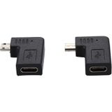 2 PC's USB-C / Type-C Female naar Micro USB (rechter / linker hoek) mannelijke Elbow Adapter Converter  voor Samsung  Huawei  Xiaomi  HTC  Meizu  Sony en andere Smartphones