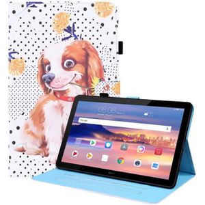 Voor Huawei MediaPad T5 10.1 Inch Animal Pattern Horizontal Flip Lederen Case met Houder & Card Slots & Fotolijst (Little Flower Dog)