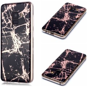 Voor Galaxy A8 (2018) Plating Marble Pattern Soft TPU Protective Case (Black Gold)