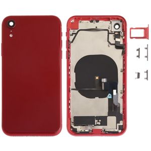 Battery Back Cover Assembly (met Side Keys & Loud Speaker & Motor & Camera Lens & Card Tray & Power Button + Volume Button + Oplaadpoort + Signal Flex Cable & Wireless Charging Module) voor iPhone XR(Rood)
