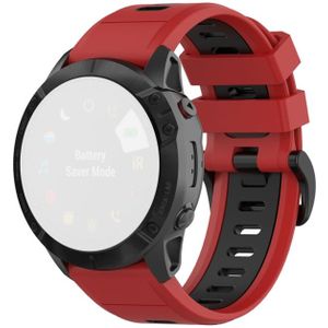 Voor Garmin Fenix 6X Siliconen Two-color Strap(Rood Zwart)