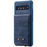 Voor Galaxy S10 5G Vertical Flip Shockproof Leather Protective Case met Short Rope  Support Card Slots & Bracket & Photo Holder & Wallet Function(Blue)