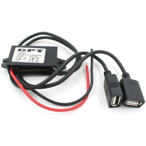 Auto motorfiets Dual USB autolader DC 12V naar 5V 3A stroom adapter met voor auto GPS tracker DVR  lengte: 1M