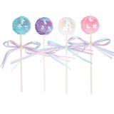 3 PCS Lint Bow Sequin Ball Cake Party Dessert Ingevoegd Card(Blauw)