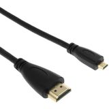 Vergulde Micro HDMI mannetje naar HDMI mannetje kabel  Lengte: 1.5 meter