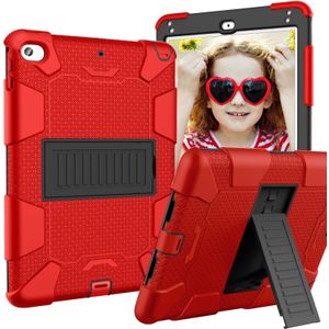 Schokbestendige tweekleurige siliconen beschermhuls voor iPad mini 2019 & 4  met houder (rood + zwart)