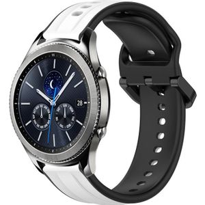 Voor Samsung Gear S3 Classic 22 mm bolle lus tweekleurige siliconen horlogeband (wit + zwart)