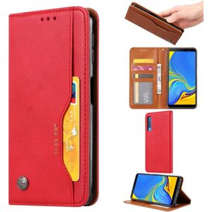 Knead huidtextuur horizontale Flip lederen case voor Galaxy A7 (2018)/A750  met foto frame & houder & kaartsleuven & portemonnee (rood)