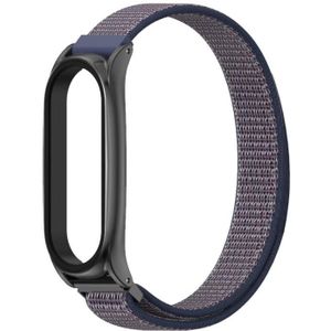 For Xiaomi Mi Band 6 / 5 / 4 / 3 Mijobs Nylon Loop Plus Strap Replacement Watchband(Midnight Blue Black)