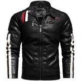 Herfst en winter letters borduurpatroon strak passende motorfiets lederen jas voor mannen (kleur: zwarte maat: L)