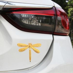Dragonfly vorm auto metalen behuizing decoratieve sticker (goud)