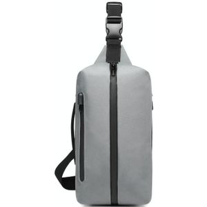 Ozuko 9292S Outdoor Men Chest Bag Sport Waterdichte Schouder Messenger Bag met externe USB-oplaadpoort (Donkergrijs)