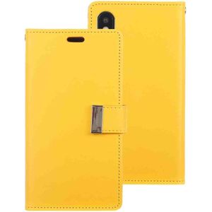 KWIK GOOSPERY RICH DIARY Crazy Horse textuur horizontale Flip lederen case voor iPhone XS Max  met kaartsleuven & portemonnee (geel)