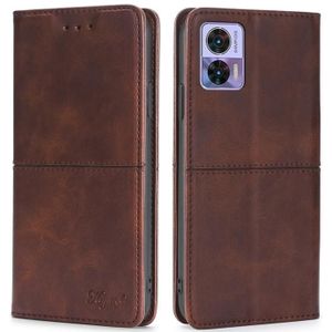 Voor Motorola Edge 30 Neo Koe Textuur Magnetische Horizontale Flip Lederen Telefoon Case (Donkerbruin)