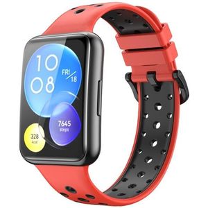 Voor Huawei Watch Fit 2 Tweekleurige siliconen horlogeband (rood + zwart)
