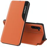 Voor Samsung Galaxy Note 10 Plus Side Display Magnetic Shockproof Horizontale Flip Lederen behuizing met houder(oranje)