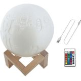 Aangepaste 16-kleuren 3D print maan lamp USB opladen energiebesparend LED nachtlampje met afstandsbediening & houten houder Base  diameter: 20cm