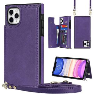 Cross-Body Square Double Buckle Flip Card Tas TPU + PU-koffer met kaartslots & portemonnee en foto & riem voor iPhone 12 Pro Max