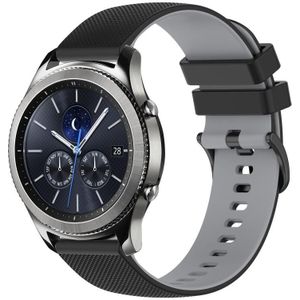 Voor Samsung Gear S3 Classic 22 mm geruite tweekleurige siliconen horlogeband (zwart + grijs)
