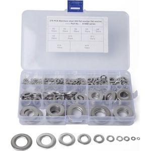 275 stuks ronde vorm roestvrijstaal platte ring geassorteerde Kit m2-M16 voor auto/boot/Home Appliance