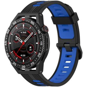Voor Huawei Watch GT 3 SE 22 mm tweekleurige gestreepte siliconen horlogeband (zwart blauw)